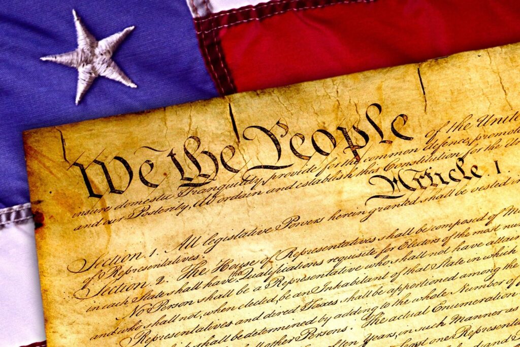 US Constitution on flag